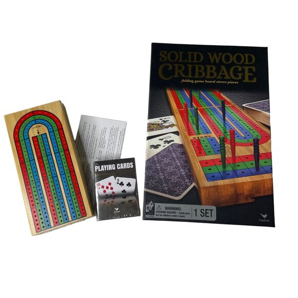 Folding Travel Cribbage Board Game 3 Track 6 Plastic Pegs for 2 to 3 Players u - Picture 6 of 7